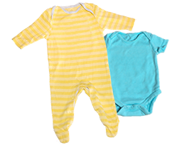 An onsie and a footed pajama are a good way to layer for a baby in his crib. 